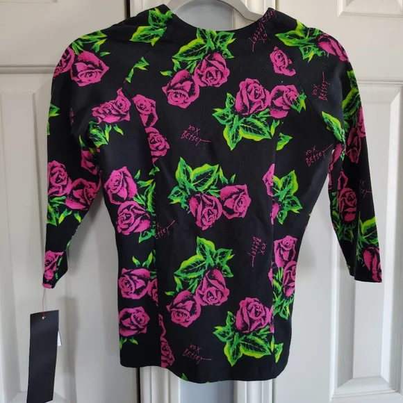 Betsey Johnson Pink Rose Push Up Bra Top S - Picture 3 of 10